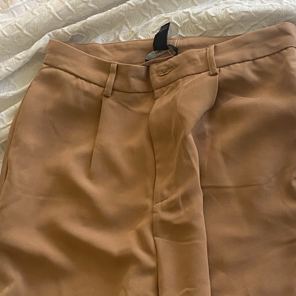 Beige Wide Leg Trousers